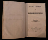 Lettres curieuses sur l'Amérique septentrionale - CANADA - Paris, imprimerie de JB Gros 1845