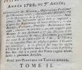 BIBLIOTHÈQUE PHYSICO-ÉCONOMIQUE, INSTRUCTIVE ET AMUSANTE, 7ème année, 1788, tomes 1 & 2. Antoine PARMENTIER & Nicolas DEYEUX