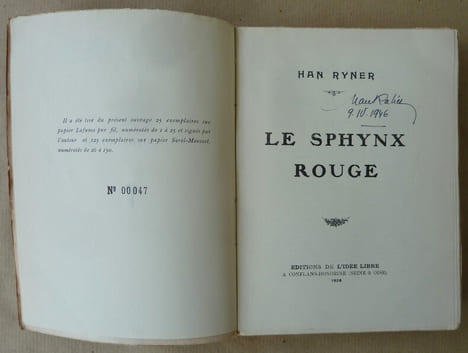 Le Sphinx Rouge.. Ryner (Han).