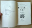 Descends, Mo&iuml;se. Nouvelles. Traduit de l'am&eacute;ricain par R. N. Raimbault.. Faulkner (William).
