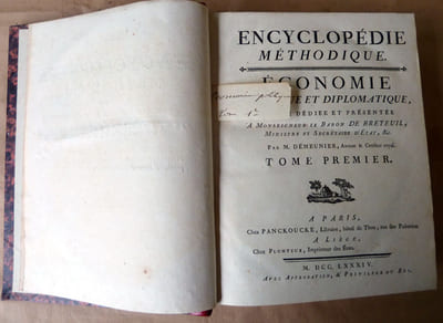 Economie Politique et Diplomatique (in L'Encyclopédie Méthodique Panckoucke).