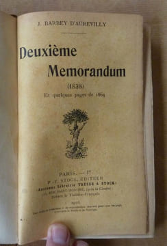 Deuxième Memorandum (1838) et quelques pages de 1864.. Barbey D'Aurevilly (Jules).