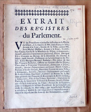 Dijon. Extraits des registres du Parlemnt. . undefined