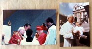Ensemble de deux photos représentant l'une Jean-Paul II avec le Cardinal John Magec; l'autre le Pape Jean-Paul II avec un enfant dans les bras, en ...