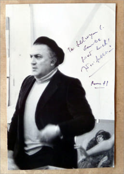 Amarcord. Je me souviens. Avec une photo dédicacée signée de Fellini, à Rome en 1973.. Fellini (Federico) et Guerra (Tonino).