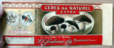 Cèpe au Naturel Extra. Etablissments St. Michel, Bordeaux. Usine de La Moulette, Bergerac.. Moffre et Renouil. Impression Lithographies. 