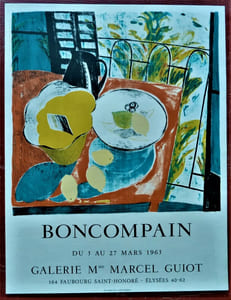 Boncompain. Affiche pour l'exposition de la Galerie Mme Marcel Guiot 164 Faubourg Saint Honoré; du 5 au 27 mars 1965.
