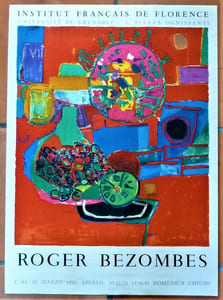 Roger Bezombes. Affiche éditée à l'occasion de l'exposition à l'institut Français de Florence-Université de Grenoble. 20 Mars 1965.