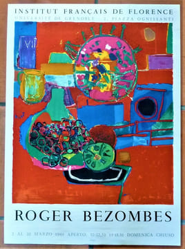 Roger Bezombes. Affiche éditée à l'occasion de l'exposition à l'institut Français de Florence-Université de Grenoble. 20 Mars 1965.. Bezombes (Roger).
