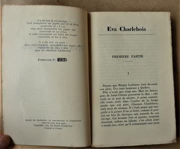 Eva Charlebois. Edition originale.