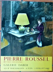 Pierre roussel. Affiche éditée à l'occasion de l'exposition"Pierre Roussel, Oeuvres récentes" à la Galerie Daber du 9 juin au 3 juillet 1965.