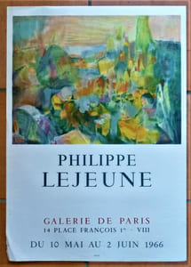 Philippe Lejeune. Une seule affiche éditée à l'occasion de l'exposition à la Galerie de Paris du 10 mai au 2 juin 1966.