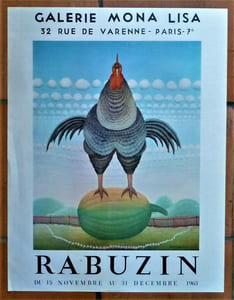 Rabuzin. Affiche éditée à l'occasion de l'exposition à la Galerie Mona Lisa du15 novembre au 31 décembre 1963.