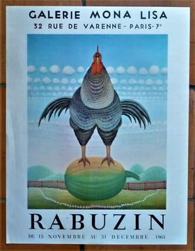 Rabuzin. Affiche éditée à l'occasion de l'exposition à la Galerie Mona Lisa du15 novembre au 31 décembre 1963.. Rabuzin.
