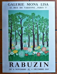 Rabuzin. Une affiche éditée à l'occasion de l'exposition à la Galerie Mona Lisa du 4 novembre au 4 décembre 1965.