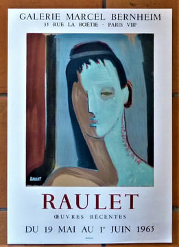 Raulet. Une affiche éditée à l'occasion de l'exposition à la Galerie Marcel bernheim du 19 mai au 1er juin 1965.. Raulet.