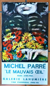 Michel Parré; "Le Mauvais Oeil". Affiche éditée à l'occasion de l'exposition à la Galerie Lahumière en Mars-Avril 1965.