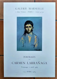 Carmen Larranaga. Une affiche éditée à l'occasion de l'exposition "Portraits", à la Galerie Marseille du 1er au 15 avril 1965.