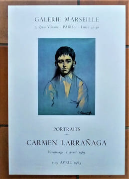 Carmen Larranaga. Une affiche éditée à l'occasion de l'exposition "Portraits", à la Galerie Marseille du 1er au 15 avril 1965.. Carmen Larranaga.