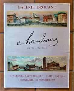 A. Hambourg. Une affiche éditée à l'occasion de l'exposition à la Galerie Drouant du 14 au 29 novembre 1958.