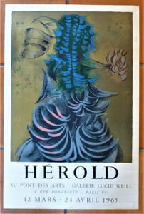 Hérold. Une affiche éditée à l'occasion de l'exposition à la Galerie Lucie Weill, du 12 mars au 24 avril 1965.