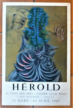Hérold. Une affiche éditée à l'occasion de l'exposition à la Galerie Lucie Weill, du 12 mars au 24 avril 1965.. Hérold.