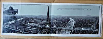 Un carnet présentant différents pavillons de pays du monde entier à l'Exposition Universelle de 1889 qui vit l'inauguration de La Tour Eiffel.