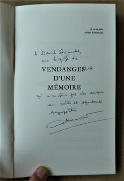 Vendanges d'Une Mémoire. Petit romans des saisons noires. Prix Hérédia de L'Académie Française1990.. Bourdier (René).