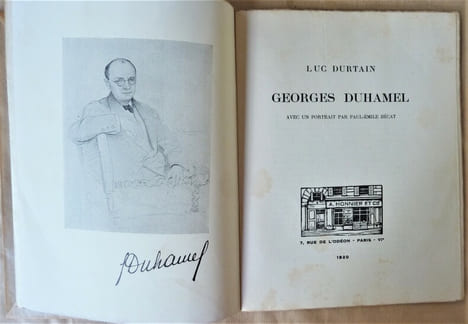 Georges Duhamel. Avec un portrait par Paul-Emile Bécat. Les Cahiers des Amis du Livre; Quatrième Cahier; Librairie A. Monnier.. Durtain (Luc).