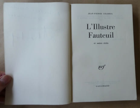 L'Illustre Fauteuil et autres récits.. Chabrol (Jean-Pierre).