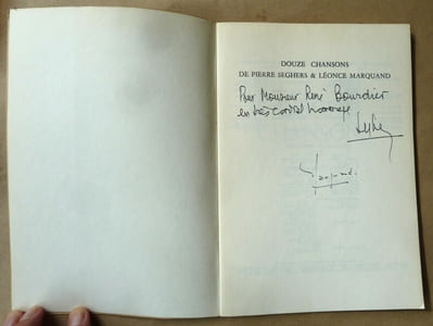 Douze chansons de Pierre Seghers mises en musique par Léonce Marquand.