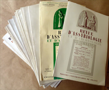 Revue D'Assyriologie et d'Archéologie Orientale. Ensemble de 21 revue couvrant la période de janvier 1962 au 1er semestre 1968 inclus, sans manque.