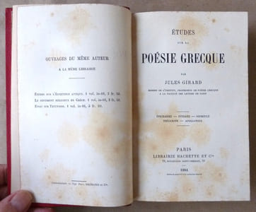 Etudes sur la Poésie Grecque. Epicharme. Pindare. Sophocle. Théocrite. Apollonius.