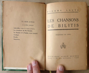 Les Chansons de Bilitis. Traduites du grec.