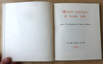 Oeuvres Poétiques de Louise Labé. Suivies d'un commentaire de Maurice Fombeure.