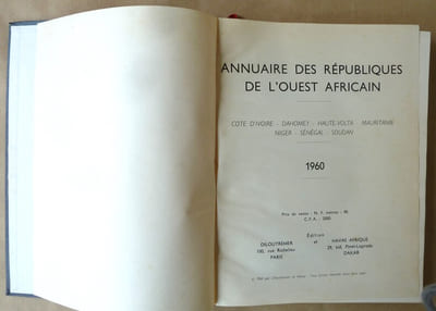 Annuaire des Républiques de l'Ouest Africain. Côte d'Ivoire -Dahomey -Haute-Volta -Mauritanie - Niger - Sénégal - Soudan. 1960.