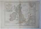 LES ISLES BRITANNIQUES . Le tout rectifi&eacute; par diverses observations par G Delisle .Revu et corrig&eacute; en 1772.. De L'Isle Guillaume ( Delisle )