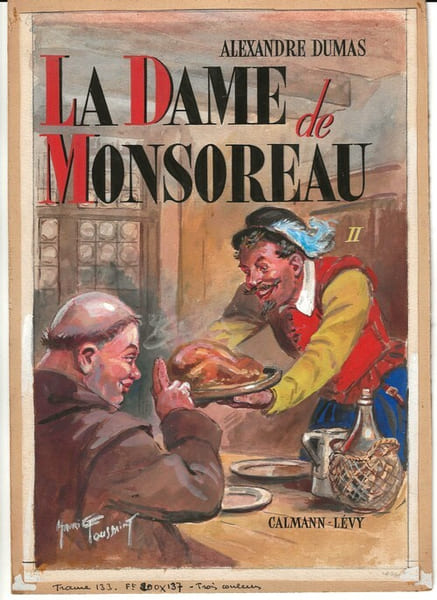 Magnifique Gouache originale, sign&eacute;e, de Maurice Toussaint, pour la couverture du tome 2 de " La Dame de Monsoreau ", d'Alexandre Dumas.. ( Alexandre ...
