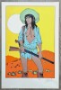 Magnifique sérigraphie de Yves Swolfs en grand format, tirée à 90 exemplaires signés, représentant une Cow-girl très Sexy. . ( Bandes Dessinées - ...