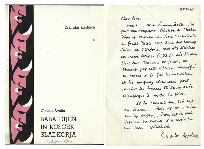 Baba Dijen in Kocek Sladkorja ( Baba Diène et Morceau-de-Sucre ). Superbe lettre autographe signée de Claude Aveline adressée à Max-Philippe Delatte.. ...