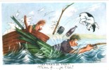 Gouache originale, signée et légendée, réalisée par Maurice Raffray pour la Carte postale " Les Vrais de de vrais..." . ( Pêche - Humour - Dessins ...