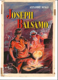 Magnifique Gouache originale, signée, de Maurice Toussaint, pour la couverture du tome 2 de " Joseph Balsamo ", d'Alexandre Dumas.