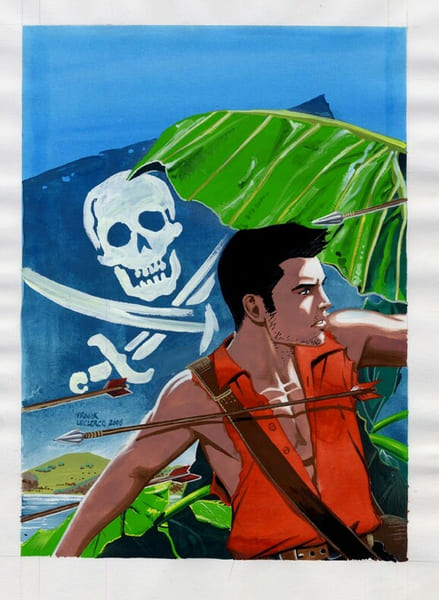 Bob Morane. Couverture originale par Frank Leclercq, sign&eacute;e, &agrave; la gouache pour la couverture du " L'H&eacute;ritage du Flibustier ".. ( Bob Morane - Dessins ...