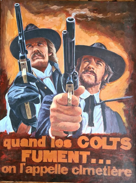 Magnifique maquette d'affiche, &agrave; la gouache, non sign&eacute;e, par Eric Faug&egrave;re pour le film d'Anthony Ascott ( de son vrai nom Giuliano Carnimeo ) : Quand ...