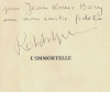 L'immortelle, Ciné-Roman. ( Avec dédicace de Alain Robbe-Grillet à Jean-Louis Bory ). ( Cinéma ) - Alain Robbe-Grillet.