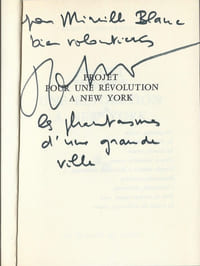 Projet pour une Révolution à New-York. ( Avec dédicace de Alain Robbe-Grillet ).