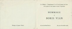 Hommage à Boris Vian. Carton d'invitation pour l'exposition organisée par le Collège de 'Pataphysique et le Cercle Français du livre, qui eut lieu du ...
