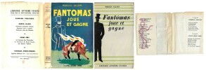 Fantômas joue et gagne. ( Avec rare jaquette illustrée ).. ( Fantômas ) - Marcel Allain.