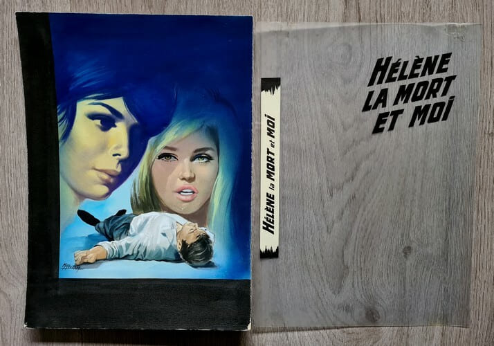 Magnifique Gouache originale, sign&eacute;e, r&eacute;alis&eacute;e par Michel Gourdon pour le livre " H&eacute;l&egrave;ne, la Mort et Moi " publi&eacute; par les &eacute;ditions Fleuve Noir dans la ...