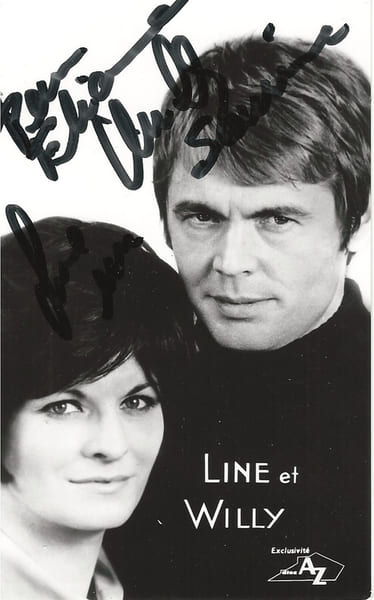 Carte postale d&eacute;dicac&eacute;e de Line et Willy.. ( Chanson Fran&ccedil;aise ) - Line et Willy.